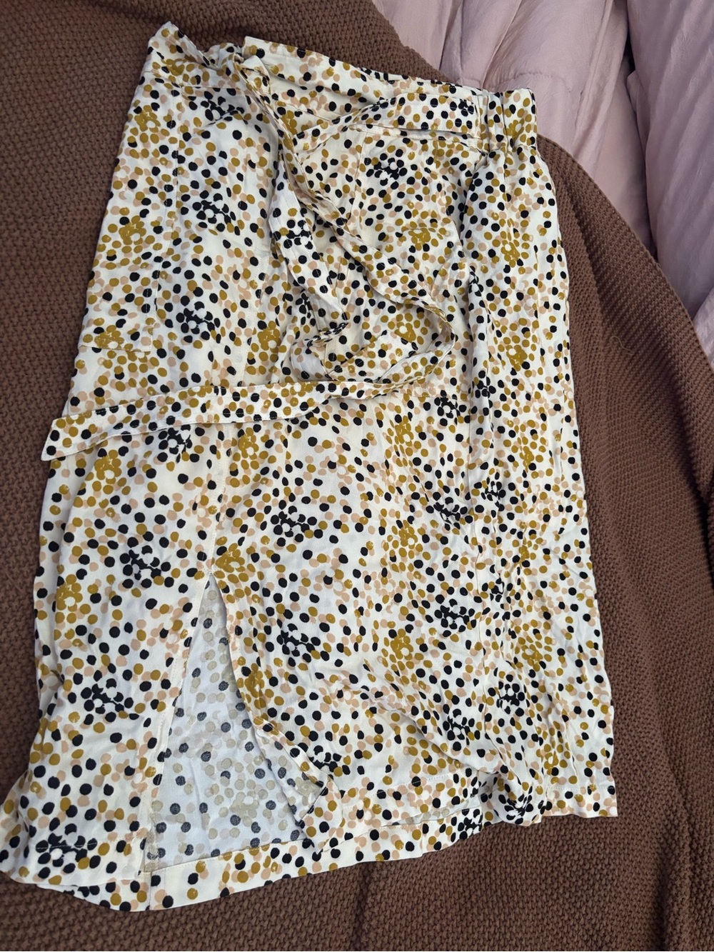 Mossimo Supply Co. Yellow Black White Polka Dot Wrap Skirt - Picture 2 of 5